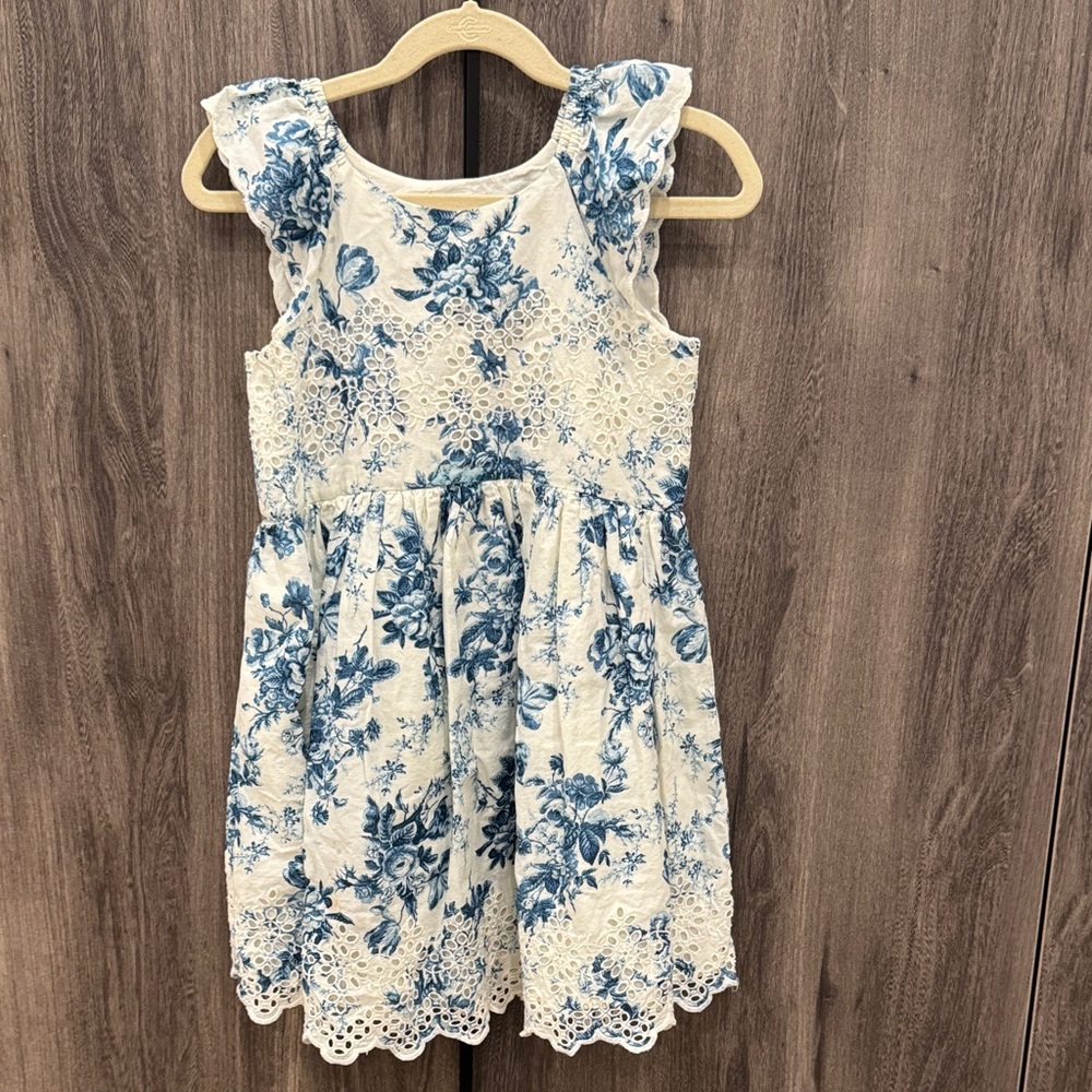 GAP + Love Shack Fancy Colab.  Blue Floral Lace Kids Dress size 5